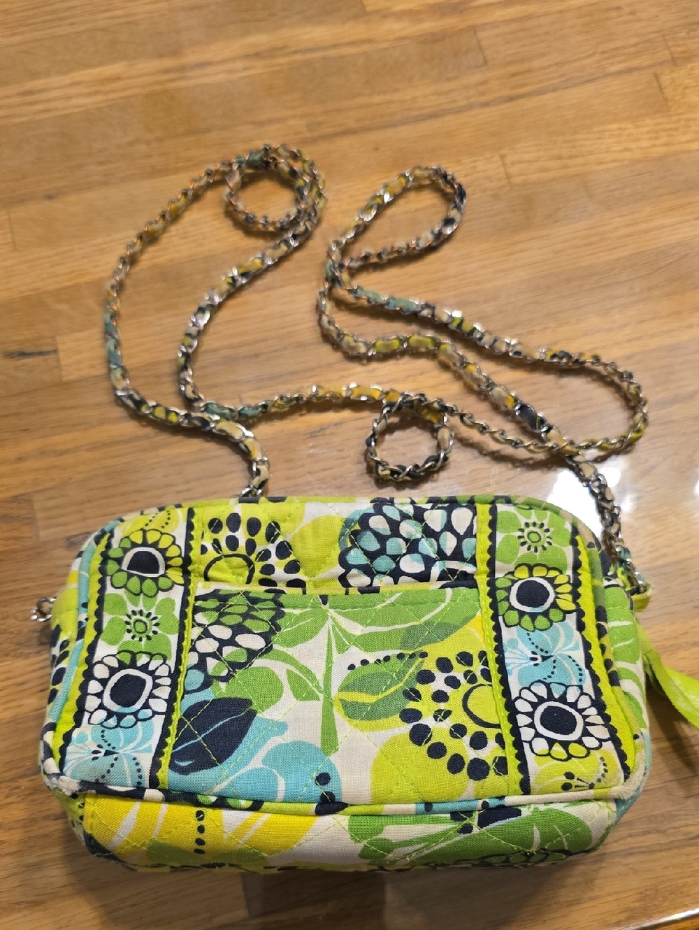 Vera Bradley Lime Green Floral Quilted Crossbody